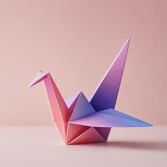 Gradient origami crane, generated with Image Studio